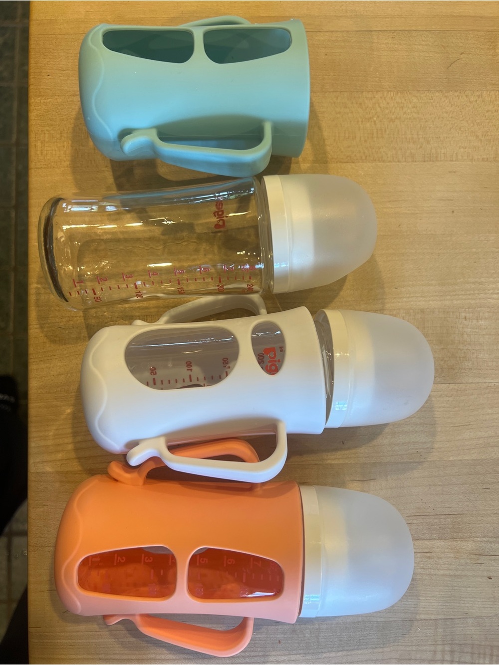 Glass Pigeon 8oz Silicone Nipples Baby Bottles with Silicone Sleeves - 9 total